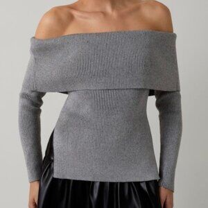 COMING SOON BRUSH IT OFF GRAY RIBBED TOP